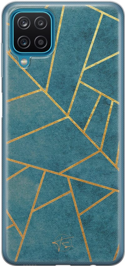 Hoesje geschikt voor Samsung Galaxy A12 - Abstract blauw - Soft Case - TPU - Print - Blauw - Mooie Telefoonhoesjes