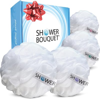 Extra Grote Witte Loofah Badspons – Set van 4 – Ideaal voor Exfoliatie in Douche en Bad