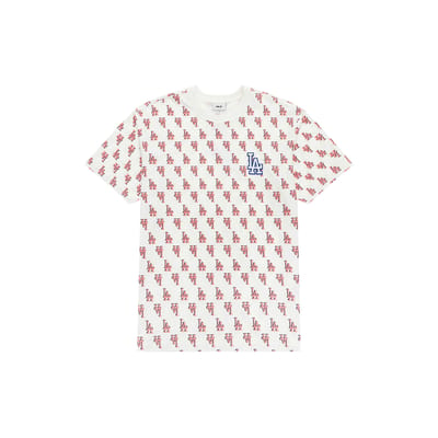 MLB Los Angeles Dodgers SS23 Logo Floral Vintage Impression Intégrale T-shirt de Sport à Col Rond Manches Courtes Unisexe T-shirts Crème 3ATSM1133-07CRS L white