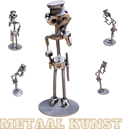 Politieagent-metaal beeld-metaal kunst-buurtpreventie-handhaving agent-uniek-het best cadeau-sinterklas gift-kerst-geschenk