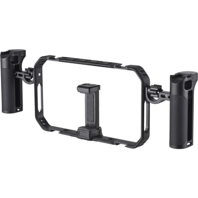 Draagbare Telefoon Video Rig Kit Smartphone Stabilisator voor Video-opname Universele Telefoonkooi met Zijhandgrepen Koude Schoen zwart