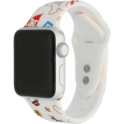 123watches print bandje - siliconen - kerst - sneeuwpop wit - 44 · 45 · 46 & 49 mm - Geschikt voor Apple Watch series 1/2/3/4/5/6/7/8/9/10/11/12/SE/SE2/SE3/Ultra/Ultra 2/Ultra 3/Ultra 4