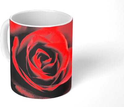 Mok - Koffiemok - Rood - Roos - Romantisch - Mokken - 350 ML - Beker - Koffiemokken - Theemok