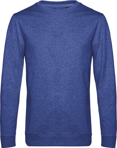Sweater 'French Terry' B&C Collectie maat L Heather Kobaltblauw