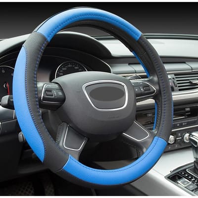 Housse de volant de voiture de luxe élégante – Tendance, sans odeur, confort toutes saisons 38 cm bleu
