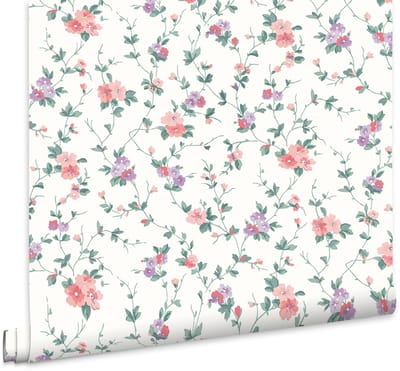 Laura Ashley Priory Behang - Bloemen - 10mx52cm - Roze