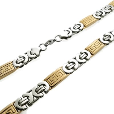 Rvs sieraden - Stalen koningsketting - Opvallend Grieks motief - 55cm