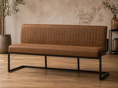 Eetkamerbank Belgie - 155 cm - Micro Leder - Cognac