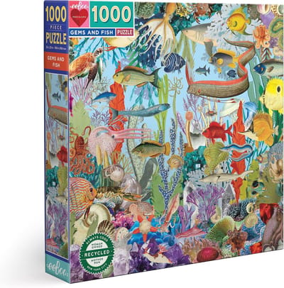 1000 Stuks Edelstenen en Vissen Puzzel voor Volwassenen - Zeeleven Collage