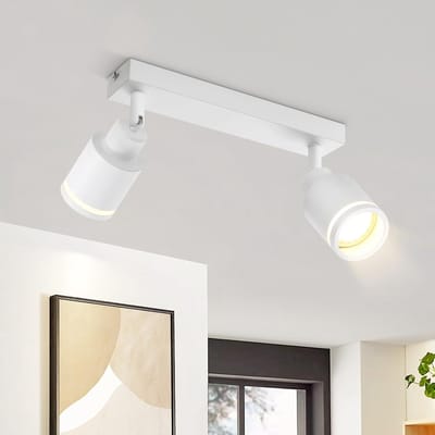 Glitzerlife - Plafondspot Plafondlamp - draaibaar en kantelbaar - moderne opbouwspot GU10 - verstelbare plafondlamp - metaal - Ø30cm - wit - 2xGU10 fitting