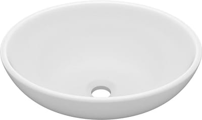 Ovale Wastafel Keramiek Matwit voor Badkamer en Toilet