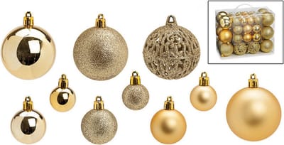 G. Wurm Kerstballen Kerstversiering - Ø3/4/6 cm - Set van 50 - Goud