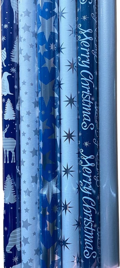 FESTIVE GIFTS Inpakpapier - Cadeaupapier - 200 x 70cm - 6 rollen - Kerst - Luxe Cadeauverpakking - Kleurrijk