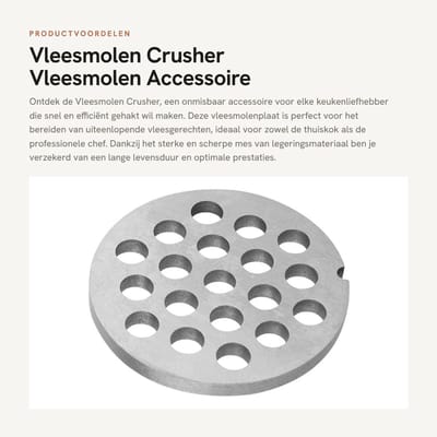 Dailygoods- Vleesmolenplaat 8mm - Vleesmolen Accessoire - Legering - Vaatwasmachinebestendig - Sterk en scherp - Veilig en duurzaam