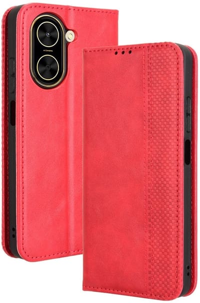 Coverup Hoesje - Geschikt voor Xiaomi Redmi A5 (173mm) Hoesje - Coverup Vintage Style Book Case - Rood