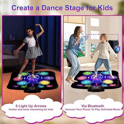 Dansmat Kinderen met Bluetooth – LED Pijlen – 6 Uur Batterij – Antislip – 3-8+ Jaar – Binnen & Buiten