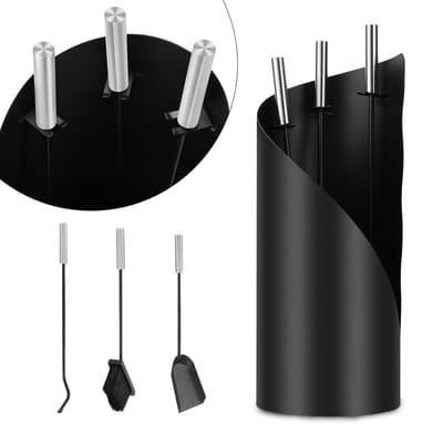 Openhaard set 4 delig zwart – Haardset – Openhaardset – Open haard gereedschaap – Inclusief pook, schep, bezem