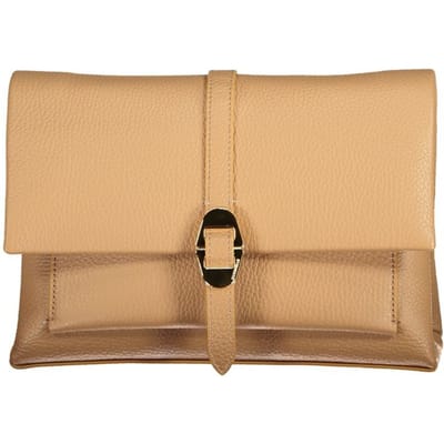 COCCINELLE Leren Schoudertas Dorian Handbag Grained Leather Skin Lichtbruin