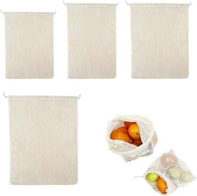 Spice Bags voor Koken - Herbruikbare en Duurzame 4 Stuks Mesh Zakjes voor Koken - Voor Groenten, Bonen en Meer - Verschillende Maten - 20x25cm - 20x30cm - 25x30cm - 30x40cm