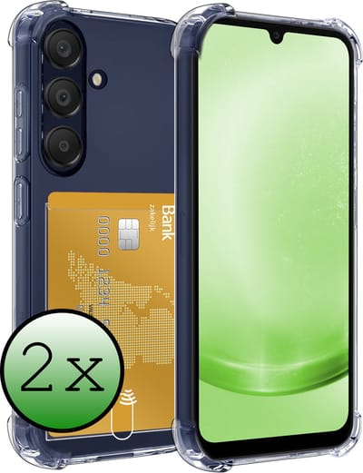 Hoesje 2 Stuks - Geschikt voor Samsung Galaxy A25 - Met Pashouder en Kaarthouder - Telefoon Hoes Shockproof - Siliconen Case - Back Cover - Shock Proof - Pasjes Houder - Transparant