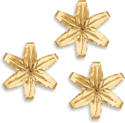 Set van 3 Gouden Wandsculpturen - Moderne Metalen Wanddecoratie met Tiger Lily Bloem, 3D Kunst voor Woonkamer, Slaapkamer en Eetkamer