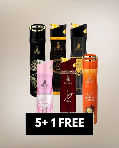 Risala Air Freshener – Mix Lot de 6 – Sensuelle, Ishtar, Bakhoor Mashriqi, Angels of Heaven, Hayder, Al Azeem – Parfum d’Ambiance Oriental