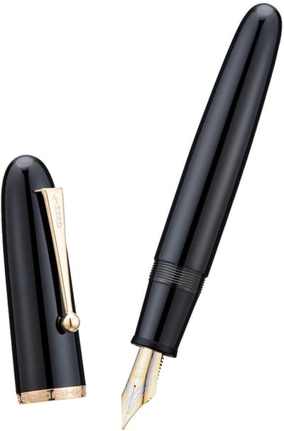Jinhao 9019 Dadao Vulpen met fijne penpunt, maat 8, houder van zwart acryl met gouden clip, groot formaat pen