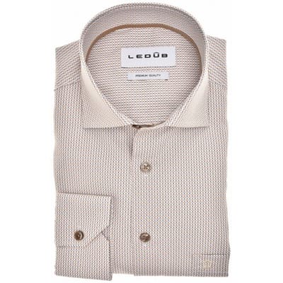 Ledûb Overhemd Fantasy Allover Mini Ovals Pattern Licht Bruin / male