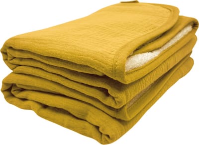 Smikkels – hydrofiele babydoeken 60×60 – set van 2 – bio katoen + badstof - geel - baby handdoek