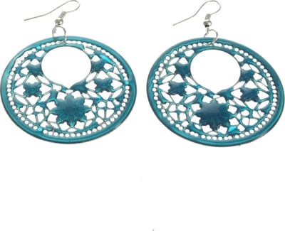 Behave Oorbellen hangers rond blauw 6 cm