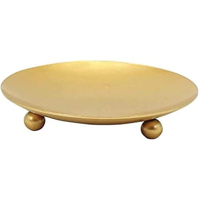 IJzer Zwart Goud Kaarsenhouder Dienblad Basis Bruiloft Feest Vakantie Banket Decoratieve Kaarsenhouder Kunst Cadeau Kopje Kaars Accessoires goud