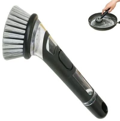 1 stuk - Vulbare afwasborstel - met afwasmiddeldispenser - multifunctionele afwasborstel - afwasborstel met zeepdispenser - reinigingsborstel - voor potten, pannen, gootsteenreiniging - 23.5×8cm - grijs