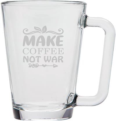 Gegraveerde Koffieglas 26cl Make coffee not war