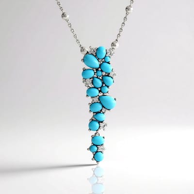 Cavill - Zilveren Halsketting met Sleeping Beauty Turkoois 2,67 ct - 925 Sterling Zilver met Rhodium - Verstelbaar - Elegante Damesketting