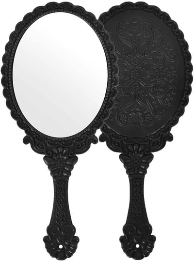 Elegante Vintage Make-up Spiegel met Handvat, Draagbare Reis Spiegel voor Vrouwen en Meisjes, Perfect voor Make-up en Verzorging (25 x 11.5 cm)