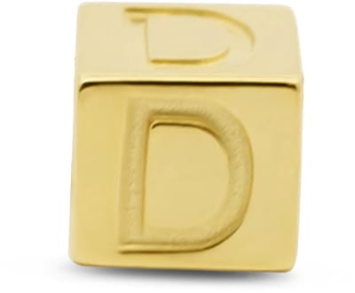 New Bling 9NBG-912D Gouden Kubus met Letter D - 3,8mm - hanger - 14 Karaat - Goud