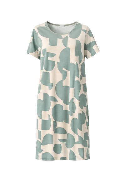 Ascafa - Dames Nachthemd Deluxe - Modal - Sage/Offwhite print - Maat 40