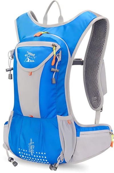 CarryQuest® - Hydratatie Fietsrugzak - Ultralichte Waterdichte Polyester Hardlooprugzak met Drinksysteem, Rugventilatie, Ademend Comfort & Front-/Toploader - 48x22x22 cm - Blauw