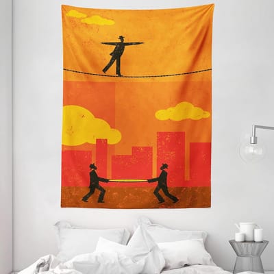 ABAKUHAUS Circus Wandtapijt, Men's Way Kabelkoordnet, Woonkamer Slaapkamer Wanddoek Zijdezacht Satijn Tapijt, 150 x 200 cm, Meerkleurig