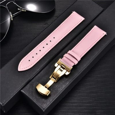 Lederen band horlogebanden 18mm 20mm 22mm 24mm horlogeband met automatische vlindersluiting gesp armbanden Correas 22mm black