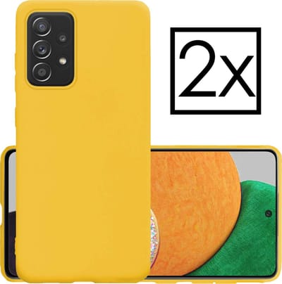 Hoesje - 2 Stuks - Geschikt voor Samsung Galaxy A52s 5G - Sterk & Shockproof - Case Siliconen - Back Cover - Telefoon Hoes - Geel