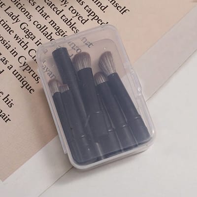 6 stuks/Set Mini Reis Make-up Kwasten Set | Afneembare Aluminium Hülsen, Draagbare Oogkwasten met Opbergdoosje voor Schone Hygiëne