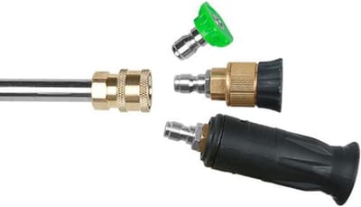 Hogedrukreiniger Verlengstaaf - Turbo Mondstuk - Effectieve Vuilverwijdering - 1/4" Snelkoppeling - 50cm Lengte - Goud Zilver
