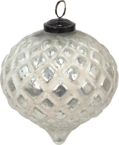 Clayre & Eef Kerstbal Overig Ø 12 cm Zilverkleurig Glas Kerstballen