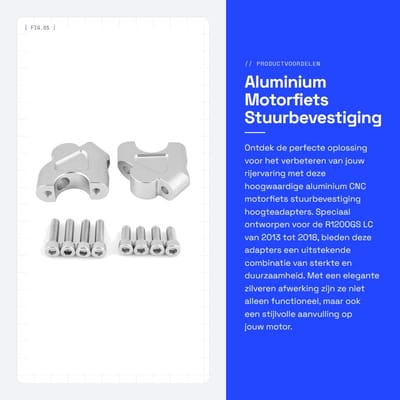 Dailygoods - Aluminium Motorfiets Stuurbevestiging - Hoogteadapters - Sterk en Duurzaam - Zilver - Geschikt voor R1200GS LC - Perfecte Stuurhoogte...