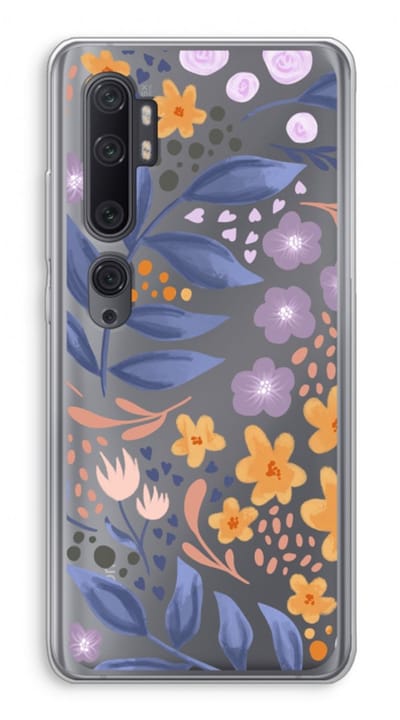 Case Company® - Hoesje geschikt voor Xiaomi Mi Note 10 hoesje - Flowers with blue leaves - Soft Cover Telefoonhoesje - Bescherming aan alle Kanten en Schermrand