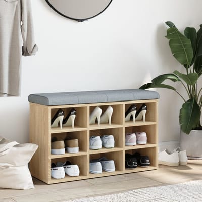 vidaXL - Schoenenbank - Sonoma - Eiken - 82x32x50 - cm - Bewerkt - Hout