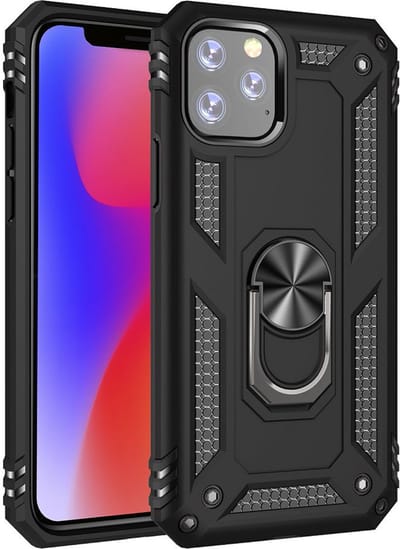 MobyDefend Hoesje - Geschikt voor iPhone 11 - Pantsercase Met Draaibare Ring - Zwart
