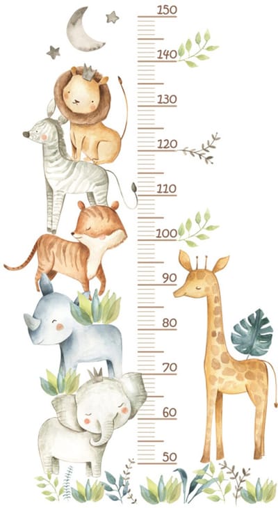 Dutchers® Kindermeetlat Muursticker – Zelfklevende Sticker – Groeimeter – Hoogtemeter – Meetlat – Jungle Dieren Thema – Slaapkamer – Kinderkamer – Dieren – Muursticker Kind – Baby Groeimeter – Meetlat Sticker – Wanddecoratie