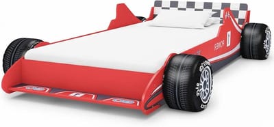 Kinderbed Racewagen - Autobed Junior - Dromen Vangen - Met Zijhekken - 90 x 200 cm - Rood